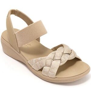 Skechers Arya Vegan Braided Slingback Wedges   Sandals Women's 9 Taupe New